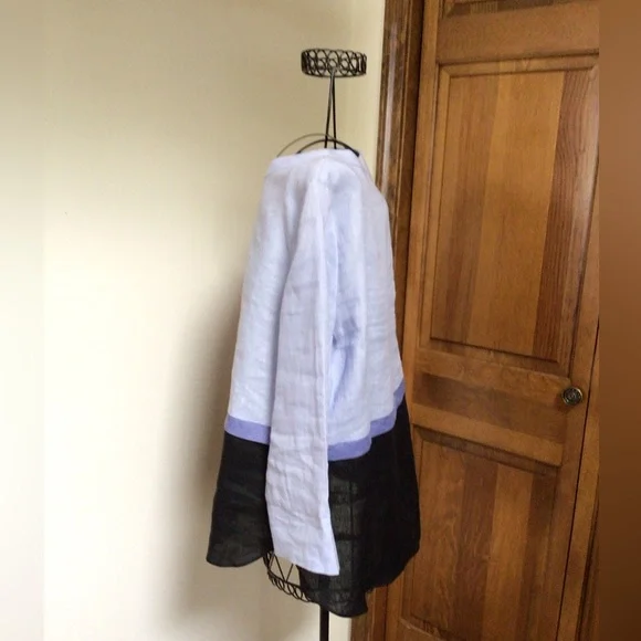 Colorblock linen blouse, Medium - Picture 2 of 4